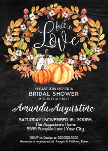 SEM-Fall in Love Bridal Pumpkin Shower invite design preview