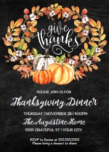 SEM-Thanksgiving Pumpkin 5x7 invite-give thanks: SEM-Thanksgiving Pumpkin 5x7 invite-give thanks