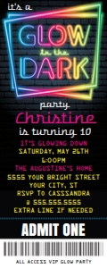 SEM-Glow Party Ticket Invite PINK: SEM-Glow Party Ticket Invite PINK