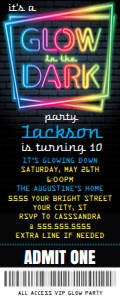 SEM-Glow Party Ticket Invite BLUE design preview
