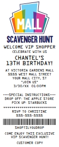 SEM-Mall Scav Hunt Ticket Receipt Invite design preview