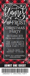 SEM-FLANNEL & FROST Christmas TICKET Invite Buffalo Plaid 3X7.5: SEM-FLANNEL & FROST Christmas TICKET Invite Buffalo Plaid 3X7.5