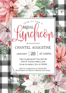 SEM-Poinsettia BW Plaid V4-Bridal Luncheon Shower invite design preview