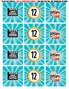 SEM-Movie Party cupcake circles 2-inch design preview