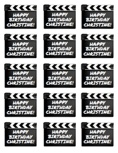 SEM-Movie Party cupcake topper-MOVIE CLAPPER design preview