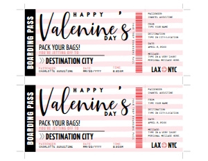 SEM-Valentine's Day-Pink Stripe-Boarding Pass Voucher design preview