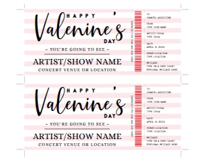 SEM-Valentine's Day-Pink Stripe-CONCERT TICKET Voucher design preview