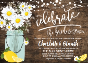 SEM-Daisy Mason Jar- Bride & Goom Shower Invite 7x5 horizontal design preview