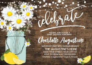 SEM-Daisy Mason Jar- BABY Shower Invite 7x5 horizontal design preview