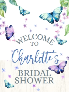 SEM-Butterfly Lilac 18x24 Welcome BRIDAL Shower-Sign: SEM-Butterfly Lilac 18x24 Welcome BRIDAL Shower-Sign