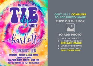 SEM-Tie Dye Party PHOTO Invite 5x7: SEM-Tie Dye Party PHOTO Invite 5x7