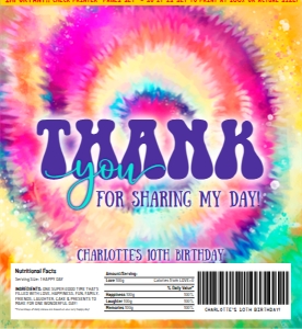 SEM-Tie Dye Hershey's Candy Wrap/Label-Thank you design preview