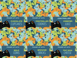SEM-Gamer Party-Food Labels-6UP-BLUE camo design preview