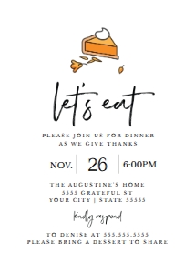 SEM-Thanksgiving Pumpkin Pie-Let's Eat 5x7 invite design preview