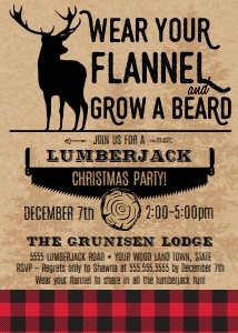 SEM-Lumberjack CHRISTMAS Invite deer 5x7: SEM-Lumberjack CHRISTMAS Invite deer 5x7