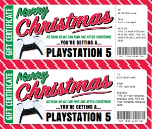 SEM-PS5 Voucher MERRY CHRISTMAS Script-WIDE stripe design preview