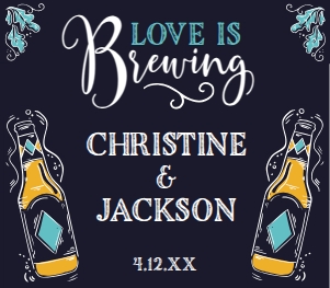 SEM-Love is Brewing-Beer Bottle Label BLUE design preview