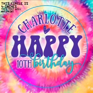 SEM-Tie Dye Party 4 inch Cake Centerpiece design preview