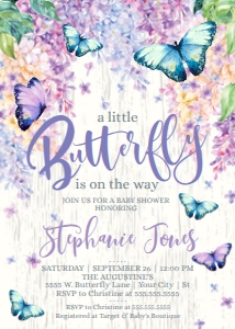 SEM-Butterfly Lilac-Little Butterfly Baby Shower invite: SEM-Butterfly Lilac-Little Butterfly Baby Shower invite