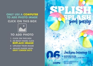 SEM-Pool Party Invite-7x5 Photo Watercolor V4 design preview