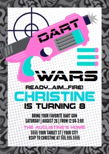 SEM-Dart Wars Invite 5x7 GIRL: SEM-Dart Wars Invite 5x7 GIRL