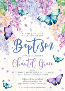 SEM-Butterfly Lilac BAPTISM Invite: SEM-Butterfly Lilac BAPTISM Invite