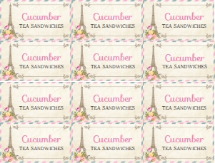 SEM-Paris Party-Place card/food label-12UP: SEM-Paris Party Food Labels