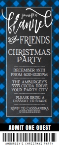 SEM-FLANNEL & FRIENDS Christmas TICKET Invite Buffalo Plaid-Blue: EM-FLANNEL & FRIENDS Christmas TICKET Invite Buffalo Plaid-Blue