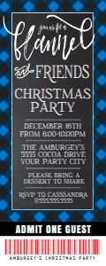 EM-FLANNEL & FRIENDS Christmas TICKET Invite Buffalo Plaid-Blue design preview