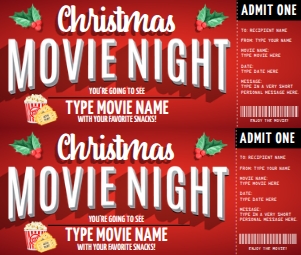 SEM-Christmas MOVIE Night Voucher-Red/Holly/Nflx: SEM-Christmas MOVIE Night Voucher-Red/Holly/Nflx