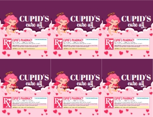 SEM-Valentin–Cupid's Cure Pill Label–m&m mini tube-Pink-6UP design preview