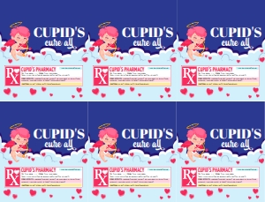 SEM-Valentin–Cupid's Cure Pill Label–m&m mini tube-Blue-6UP design preview