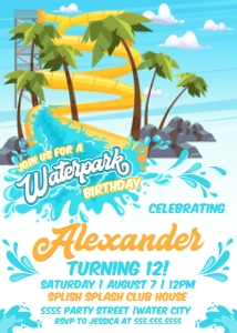 SEM-Waterpark/WaterSlide-5x7 Invite-wtrpk TEXT-yellow: SEM-Waterpark/WaterSlide-5x7 Invite-wtrpk TEXT-yellow