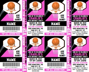 SEM-Basketball Badge INVITE-Pink/BLACK: SEM-Basketball Badge INVITE-Pink/BLACK
