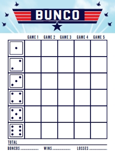 SEM-Top Gun-Fighter Pilot-Bunco 4x5 score sheet: SEM-Top Gun-Fighter Pilot-Bunco 5x7 score sheet