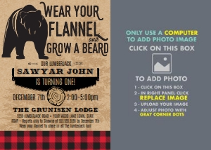 SEM-Lumberjack Photo Invite-Bear design preview