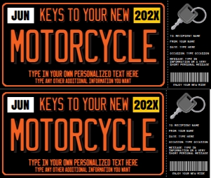 SEM-License Plate Voucher–Bike Keys-BLK/org design preview