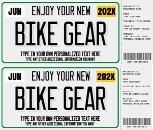 SEM-License Plate Voucher–Bike Gear-WHT/red design preview