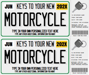 SEM-License Plate Voucher–Bike Keys-Wht/blk design preview