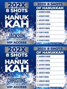 SEM-HANUKKAH–8 Shots Badge-3x4: SEM-HANUKKAH–8 Shots Badge-3x4