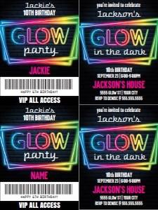 SEM-Glow Party Badge Invite PINK 3x4: SEM-Glow Badge Invite-PINK