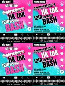 SEM-TiKToK VIP Badge INVITE-Pink Turq 3X4: SEM-TiKToK VIP Badge INVITE-Pink Turq watercolors