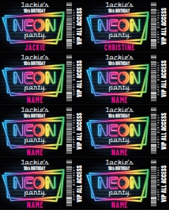 SEM-NEON Glow Party Badges-PINK-horiz SM: SEM-NEON Glow Party Badges-PINK-horiz SM