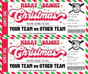 SEM-Christmas Voucher-Baseball Game-Merry/Bright design preview