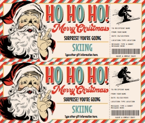 SEM-Santa Voucher-Vint-HoHoHo-Skiing design preview