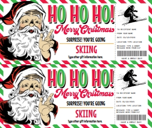 SEM-Santa Voucher-Bright-HoHoHo-skiing design preview