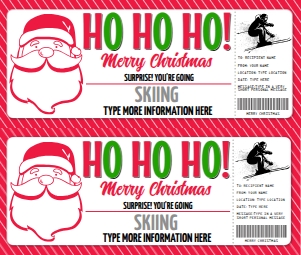 SEM-Christmas Voucher-SANTA-Ho Ho Ho-Skiing design preview