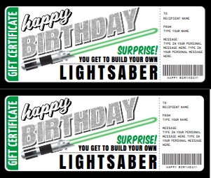 SEM-BIRTHDAY Voucher-Lightsaber-green/BLK bkgd: SEM-BIRTHDAY Voucher-Lightsaber-green/BLK bkgd