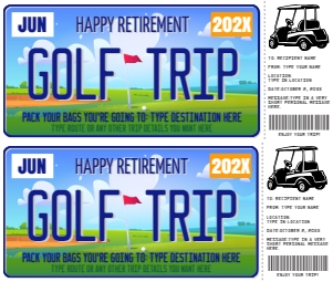 SEM-License Voucher–RETIREMENT-Golf Trip-scene design preview