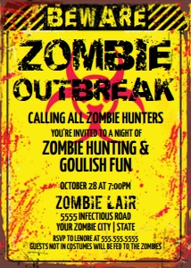 SEM-Zombie BEWARE Sign Invite 5x7-23 design preview